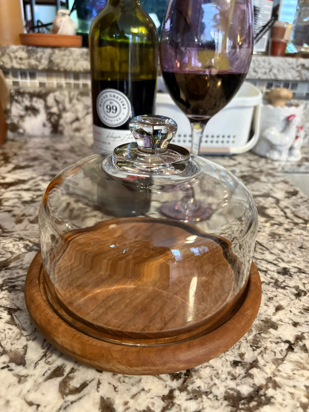 Goodwood Genuine Teak Wood & Glass Cheese Dome
