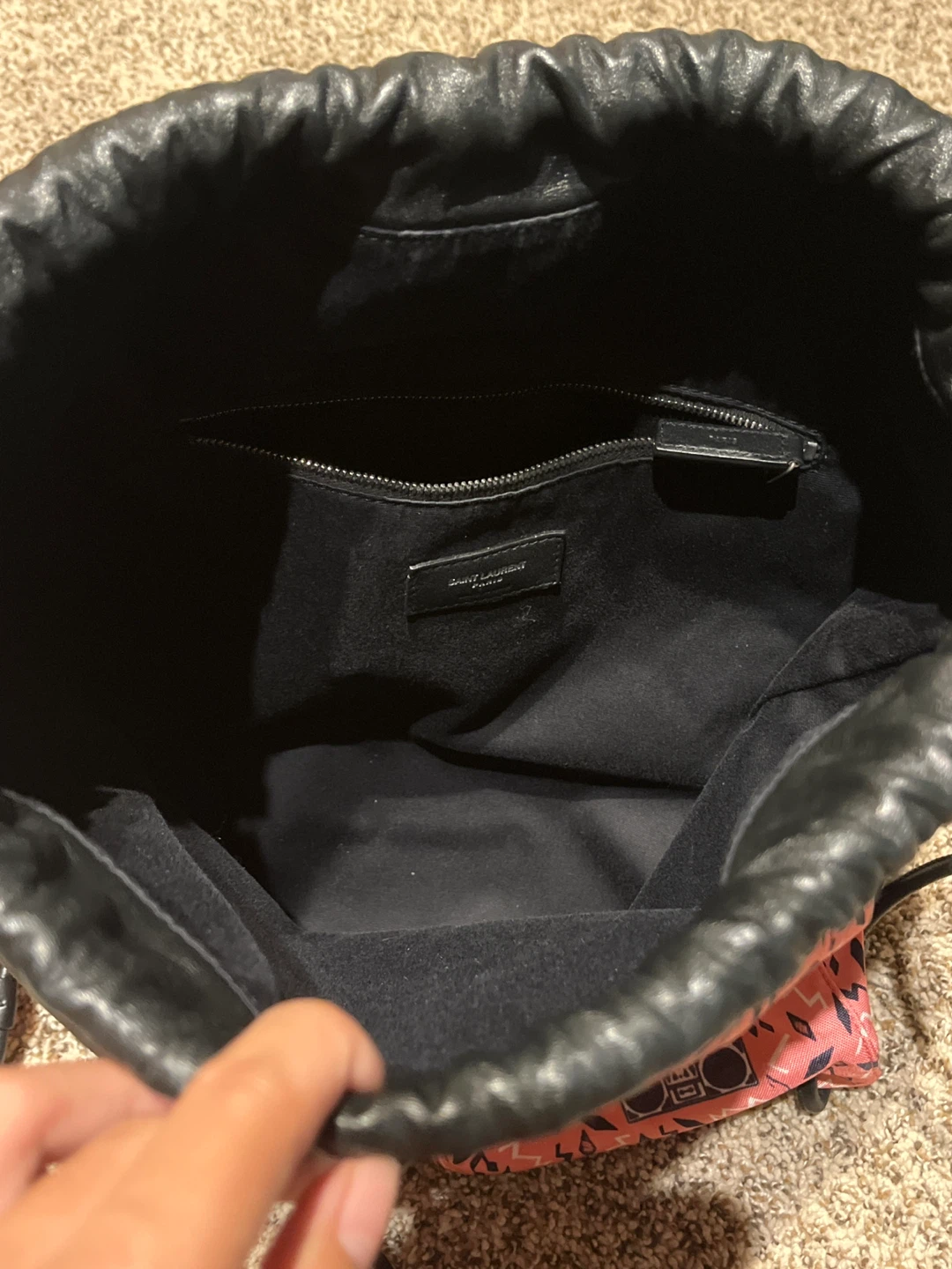 Saint Laurent Paris Drawstring Bag - Pink Boombox Print - photo 3