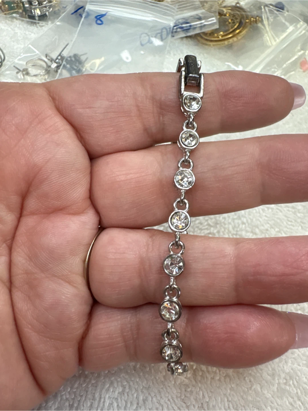 Rhinestone Tennis Bracelet and Brooch Set - photo 2