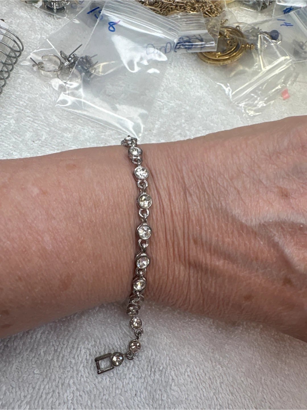 Rhinestone Tennis Bracelet and Brooch Set - photo 3