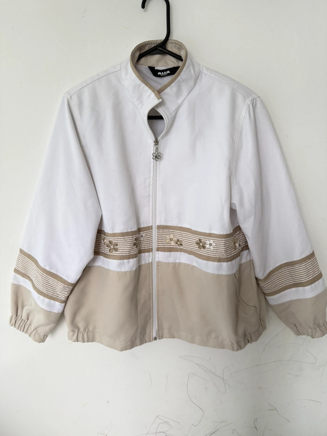 Alia White and Tan Floral Track Jacket