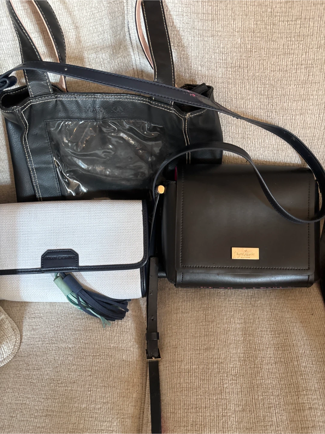 Kate Spade Black Leather Shoulder Bag & Tote Bag Set