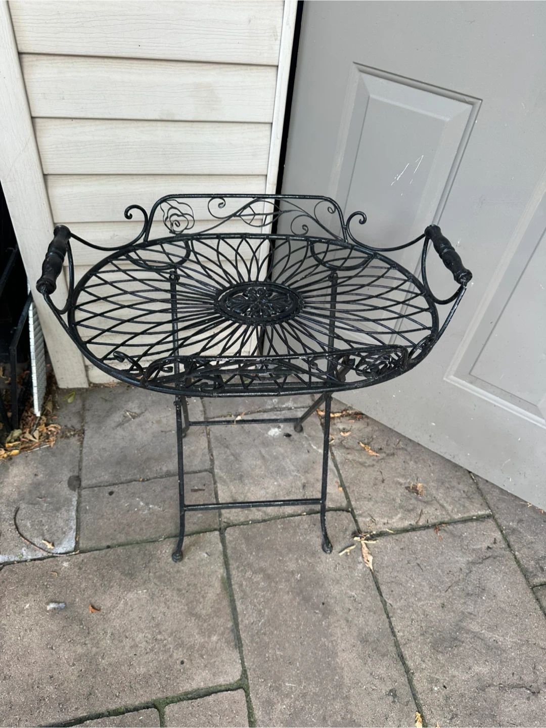 Black Wrought Iron Garden Side Table