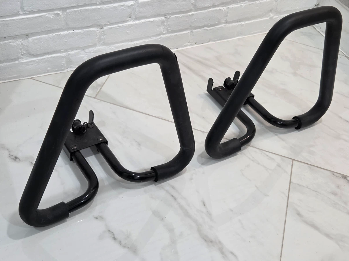 Pair of Black fitness reality multi grip dip bar attachments
