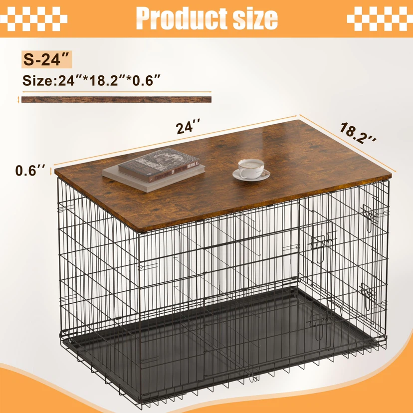 Piskyet Dog Crate Topper Wood Countertop Cage