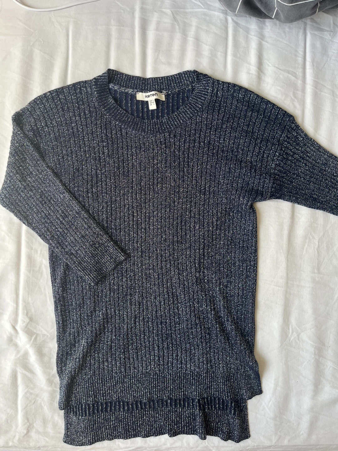 Koton Navy Ribbed Sparkle Sweater