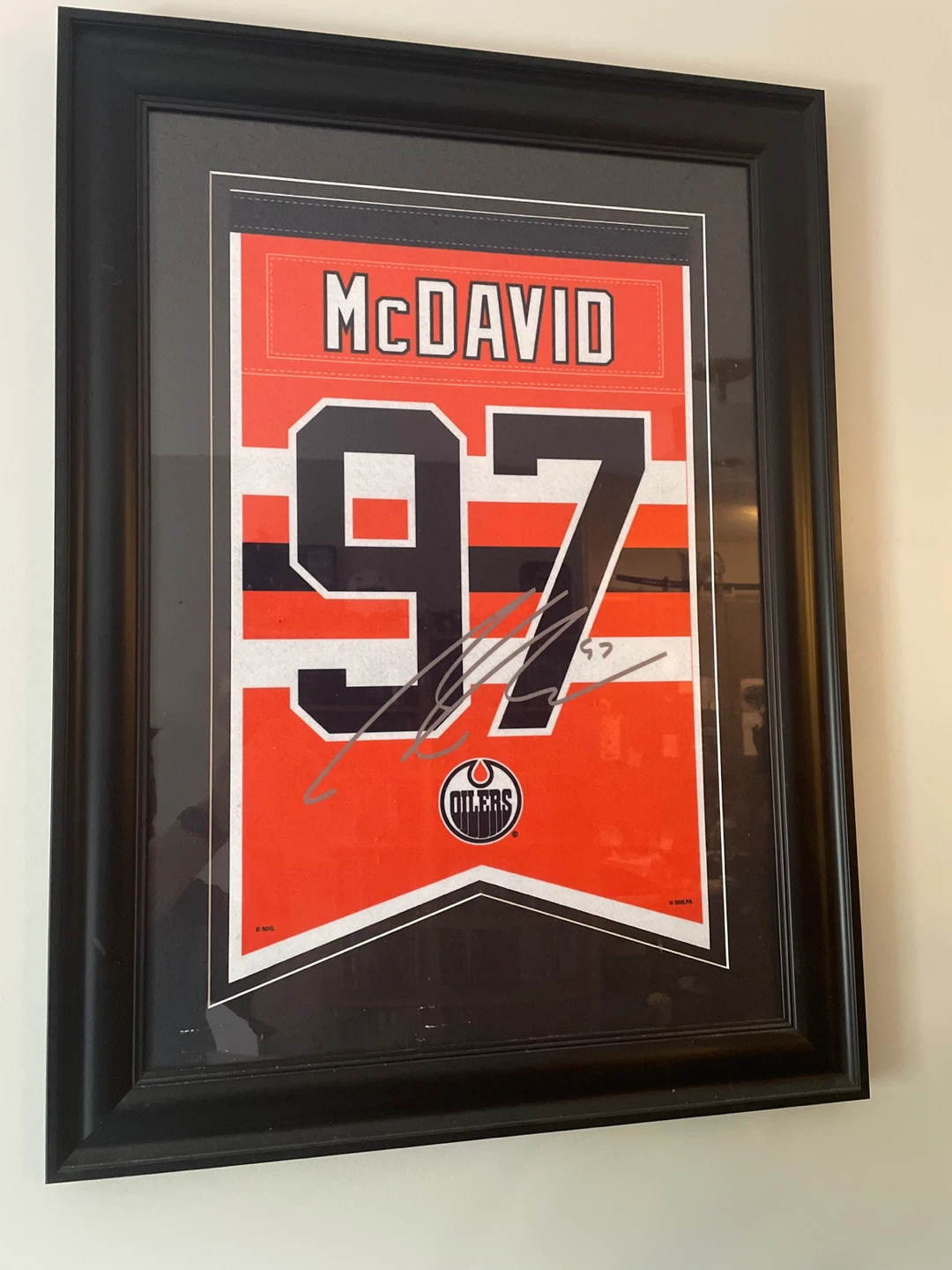 Framed McDavid, #97, Oilers Signed banner