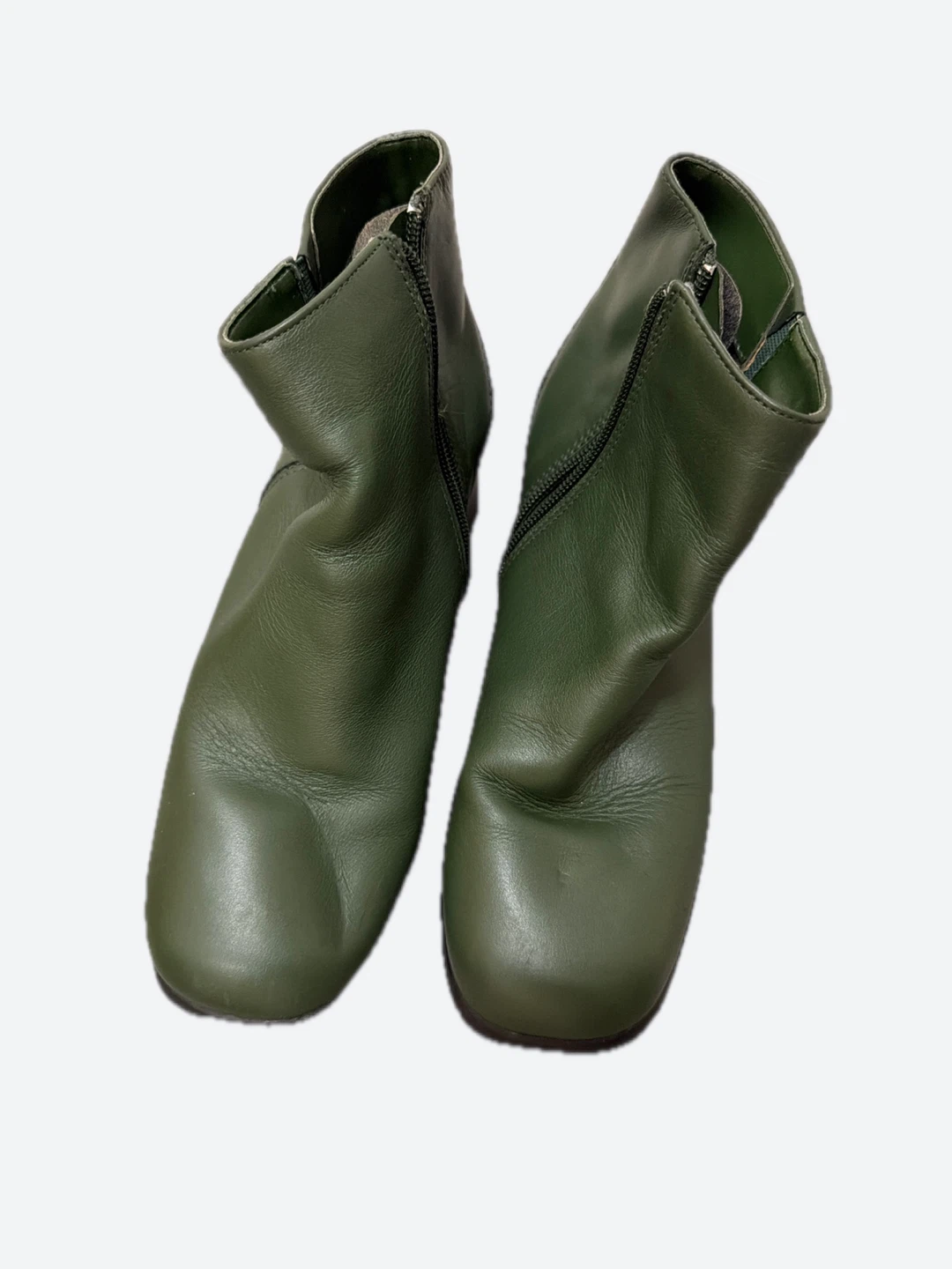 Green Leather Ankle Boots