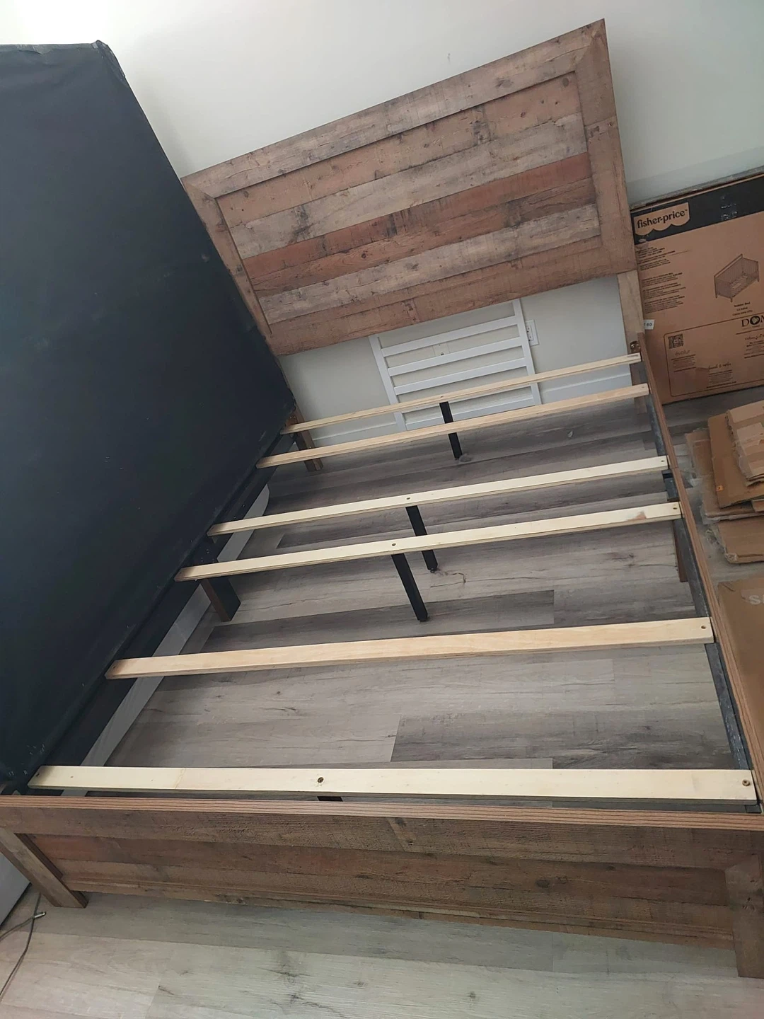 Wooden Bed Frame with Pallet Headboard - photo 3