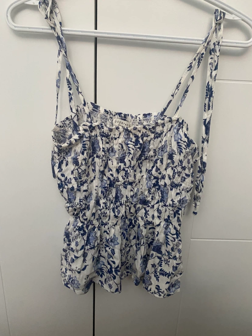 Paper Crane Floral Smocked Tank Top XS