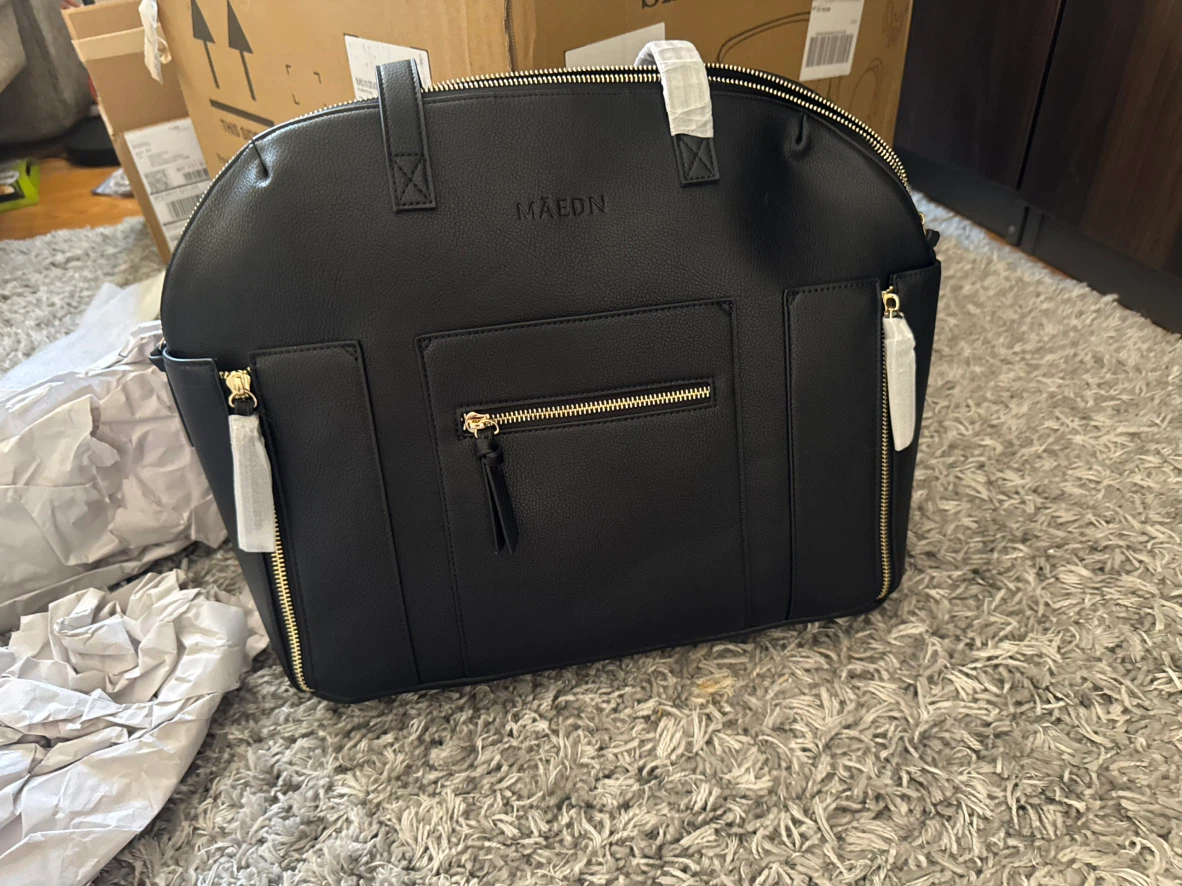 MAEDN Black Faux Leather Tote diaper Bag - photo 2