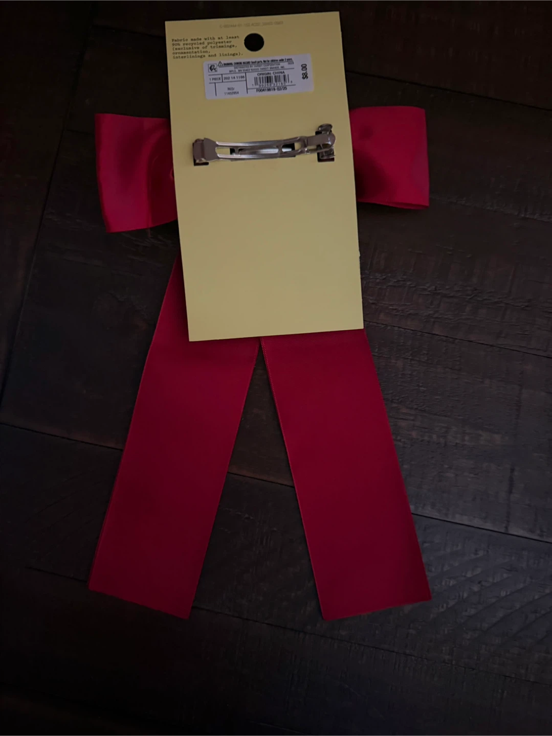 Art Class Red Satin Bow Hair Clip - photo 2