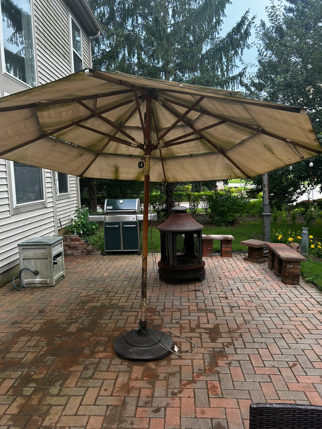 Outdoor Patio Umbrella with Wooden Frame - photo 2