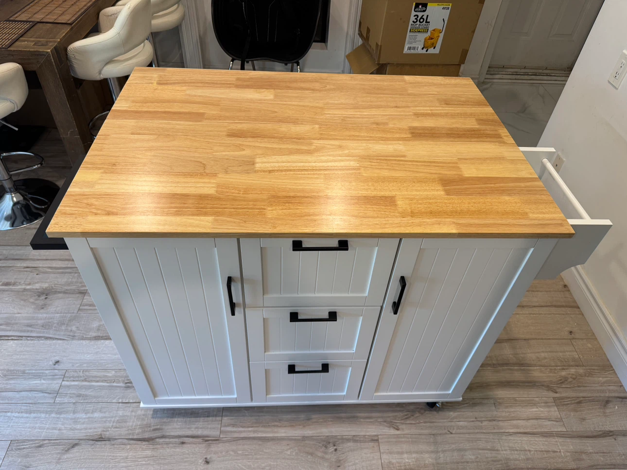 White Kitchen Island with Drop Leaf Table