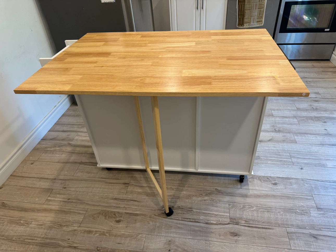 White Kitchen Island with Drop Leaf Table - photo 3