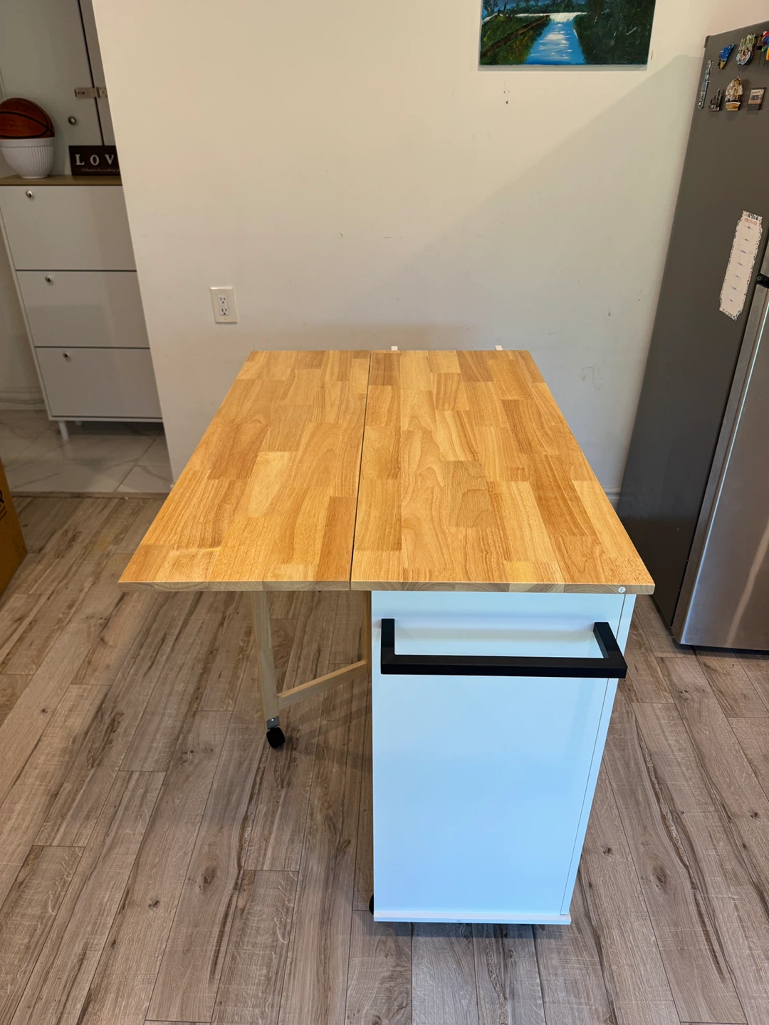 White Kitchen Island with Drop Leaf Table - photo 4