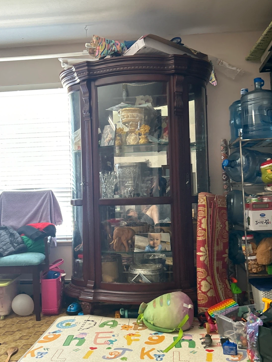 Wooden Display Cabinet with Glass Doors