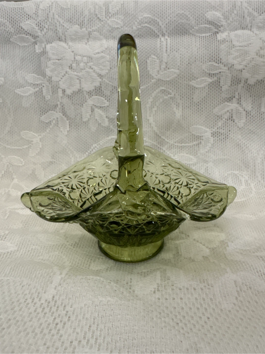 6 inch green glass basket - photo 2