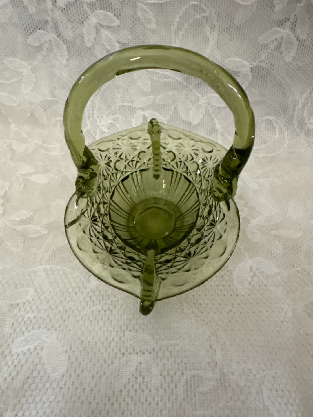 6 inch green glass basket - photo 3