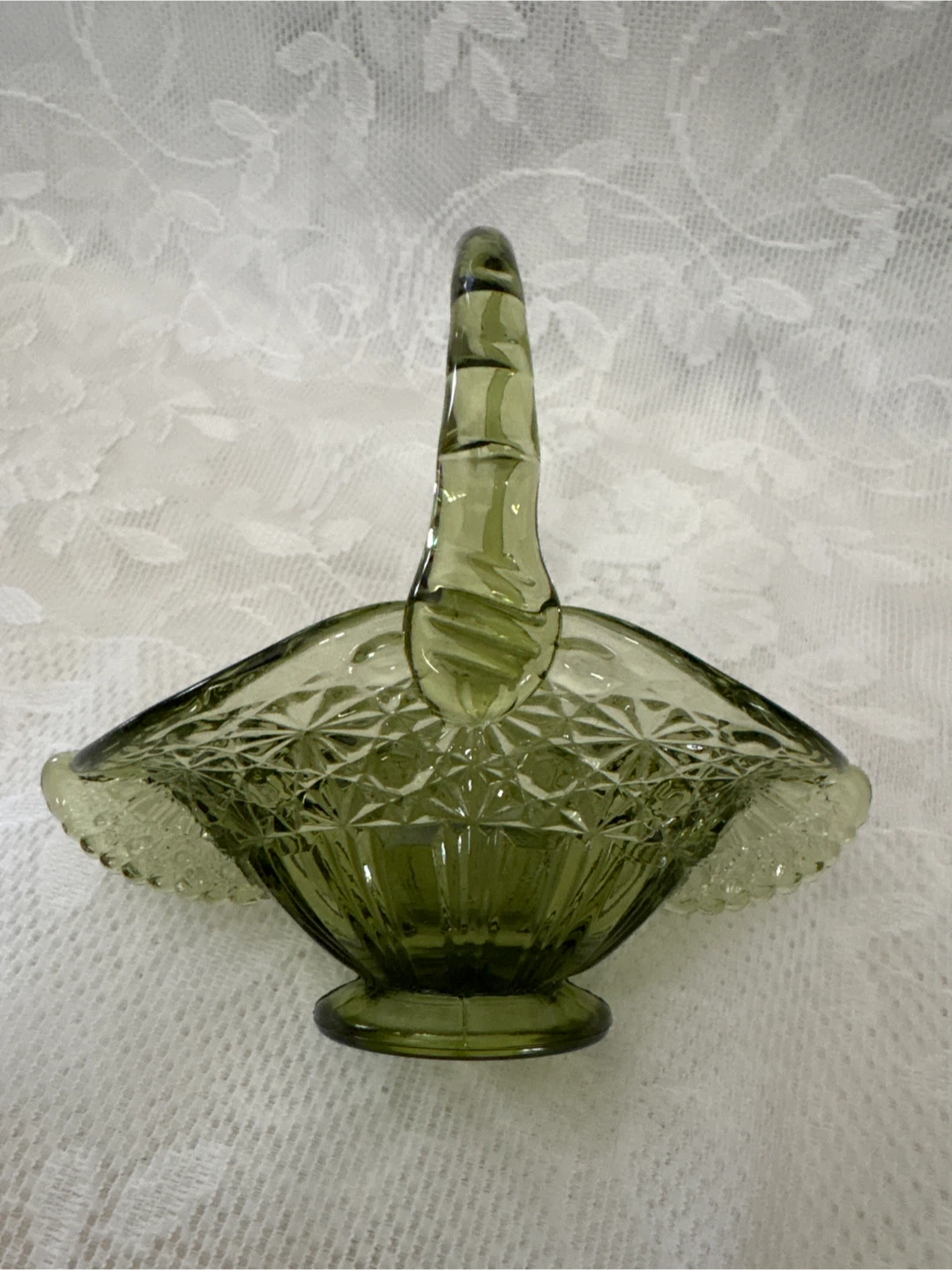 6 inch green glass basket - photo 4