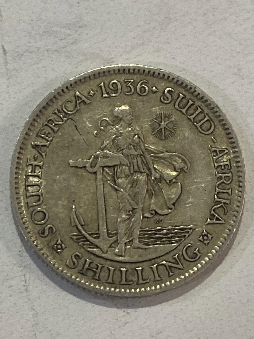 1936 South Africa Shilling Coin - photo 2