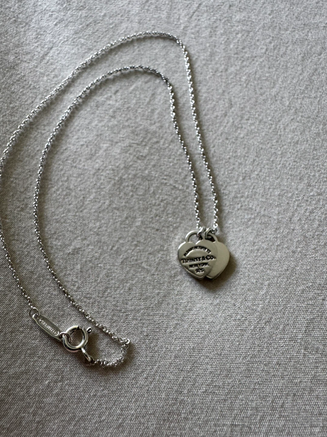 Tiffany & Co. Sterling Silver Double Heart Necklace - photo 2