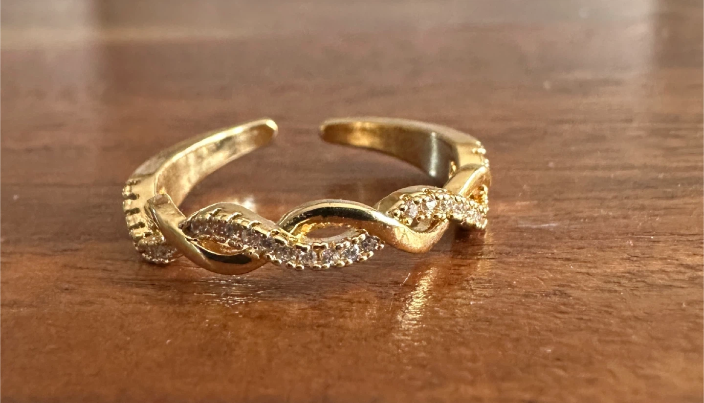 Gold Tone Rhinestone Infinity Ring