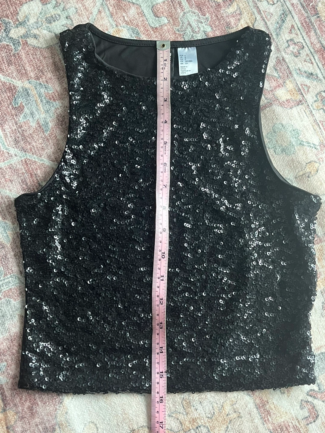 Black Sequin Crop Tank - photo 4