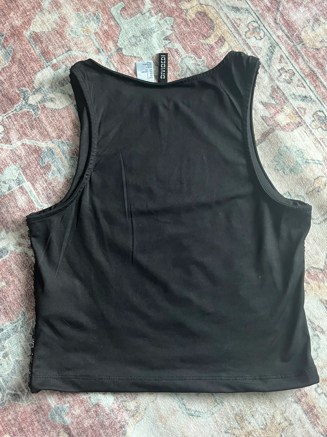 Black Sequin Crop Tank - photo 5