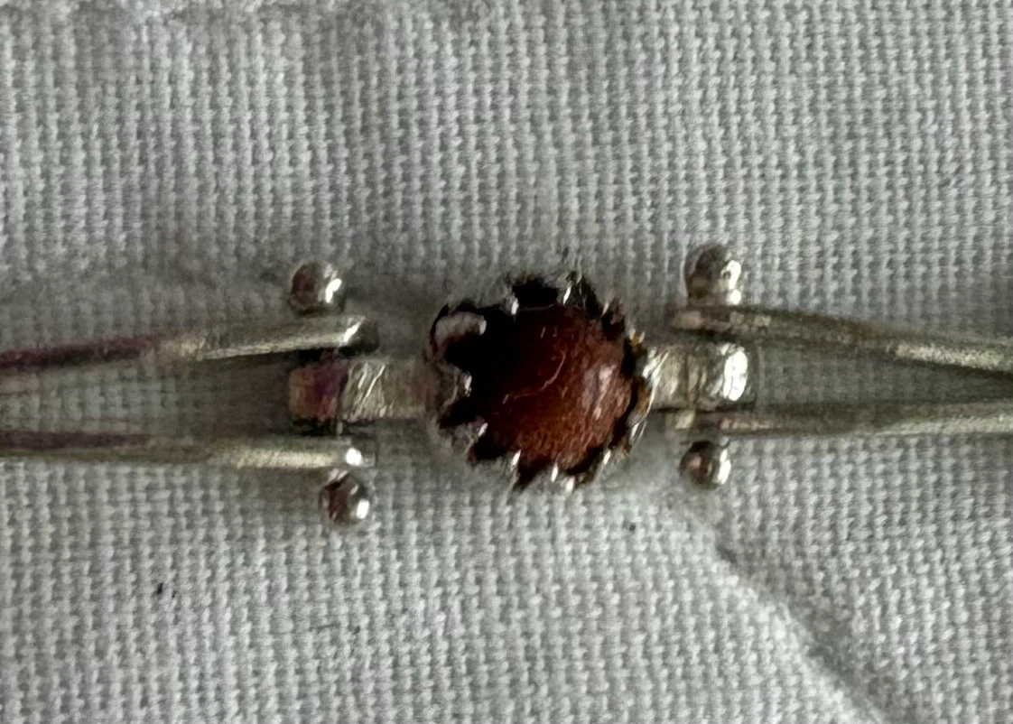 Sterling silver Bracelet with dark orange Stone