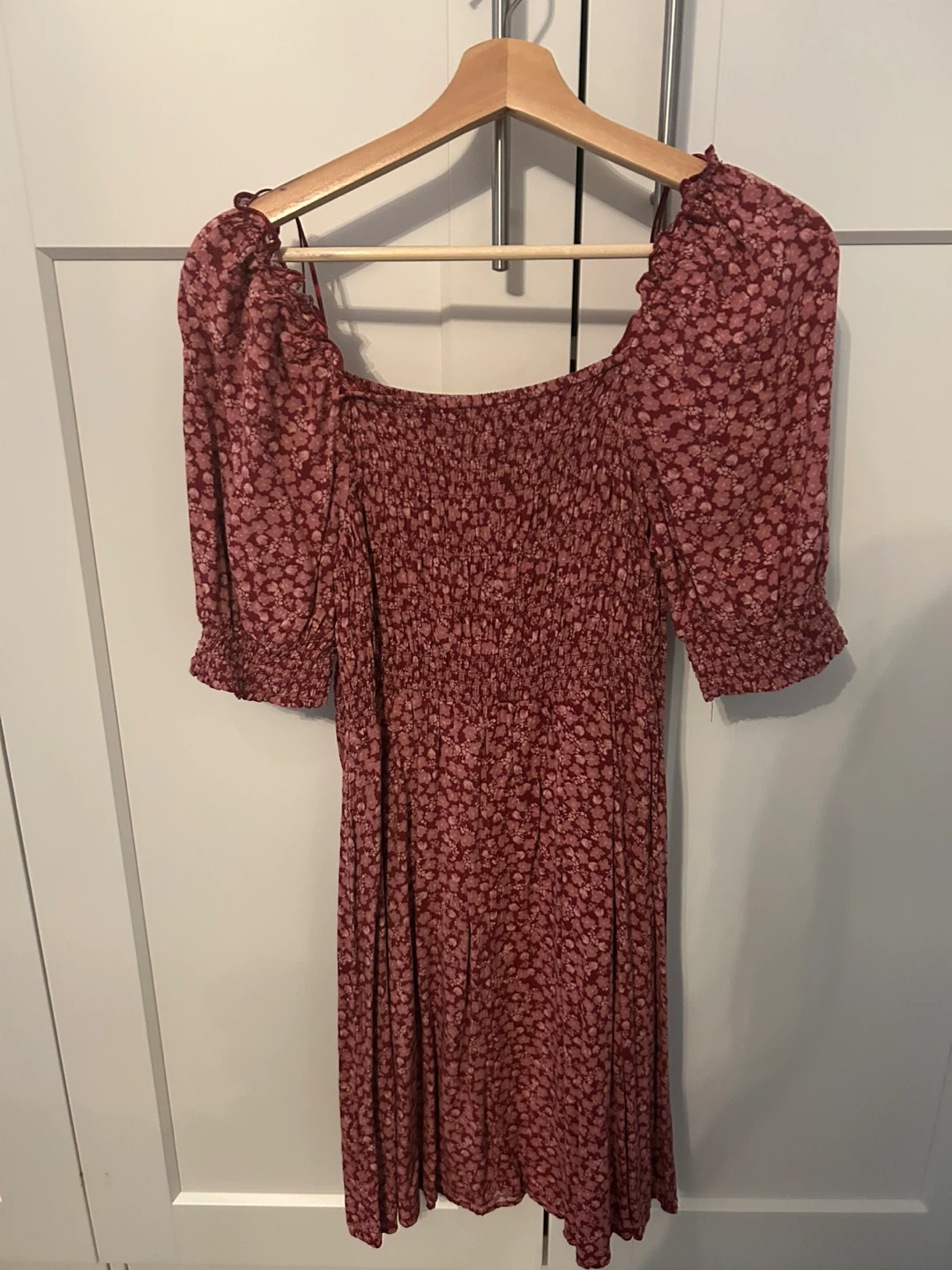 Maroon Floral Smocked Dress