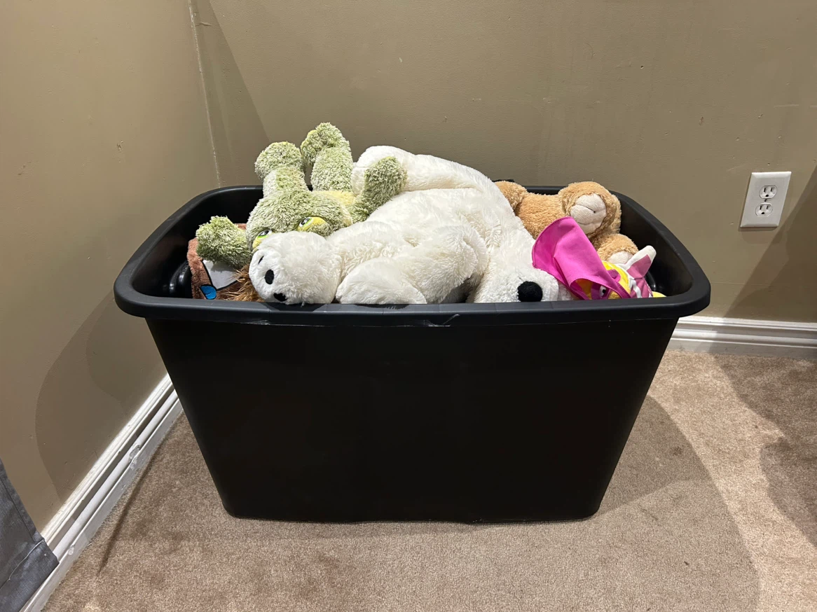 Bin of Stuffed Animals