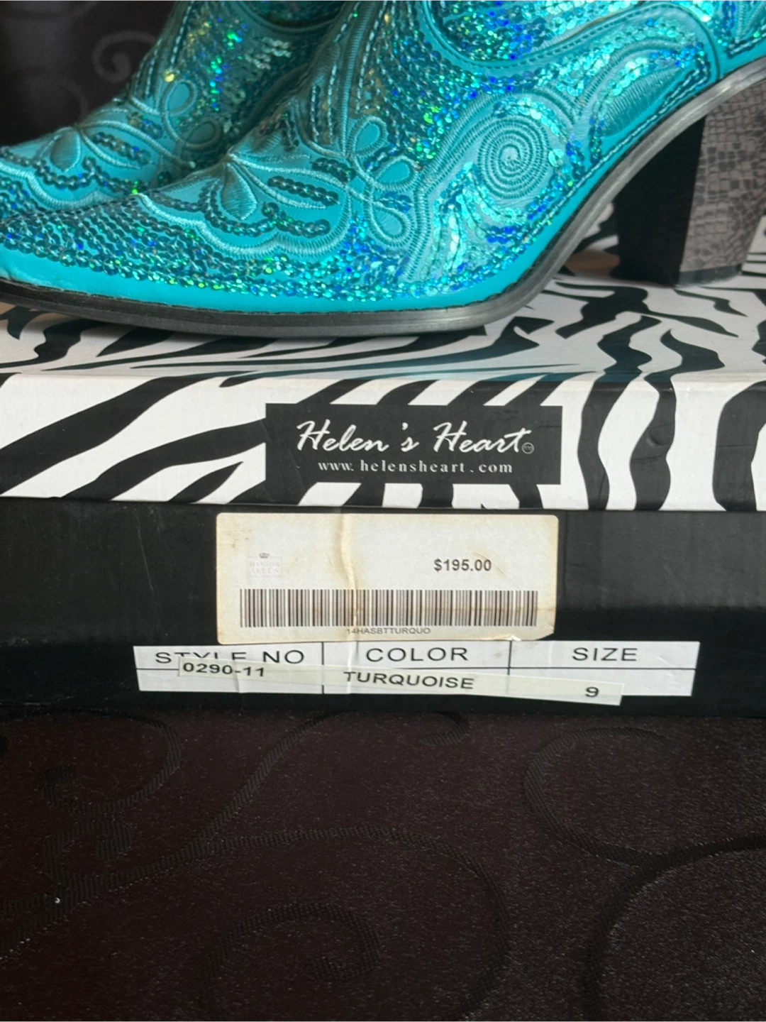 Ladies Cowboy Boots - size 9 Turquoise Sequins - photo 5