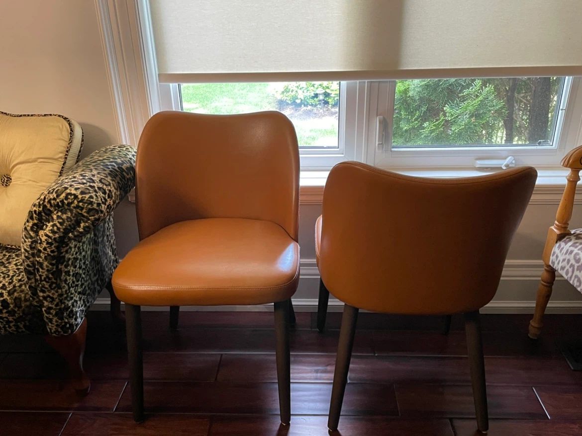 Tan Faux Leather Dining Chair - price is for both