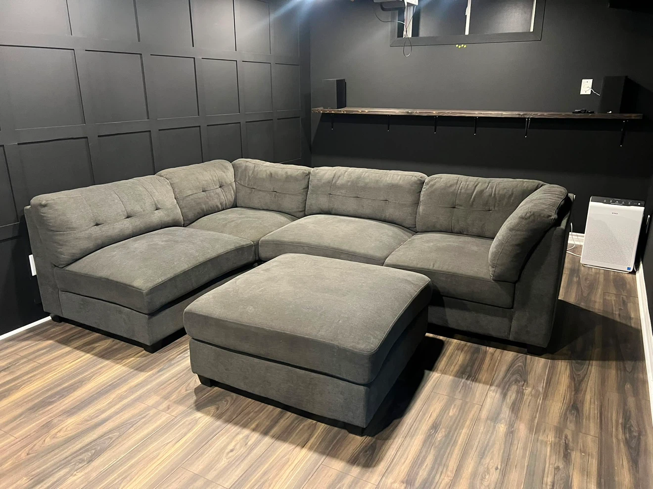 Modern L-Shaped Sofa with Ottoman - Excellent Condition