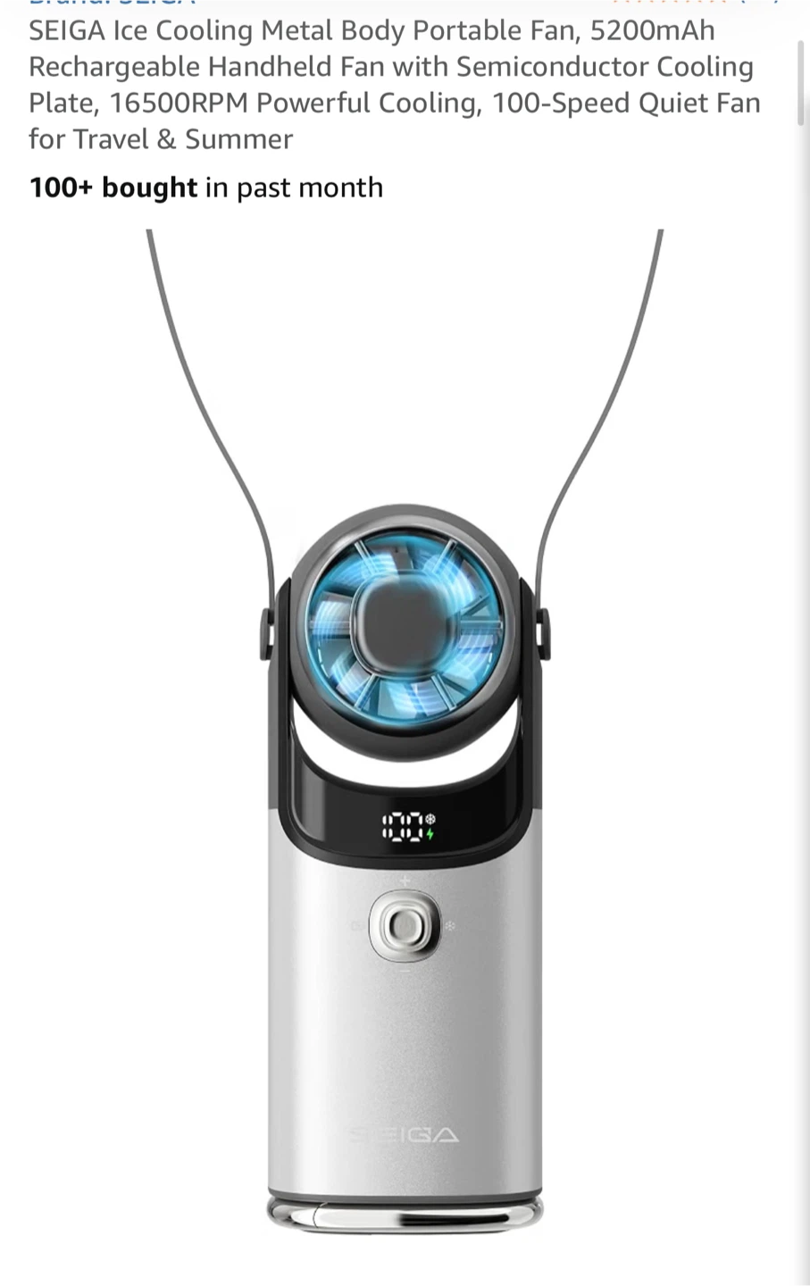 SEIGA Ice Cooling Metal Body Portable Fan