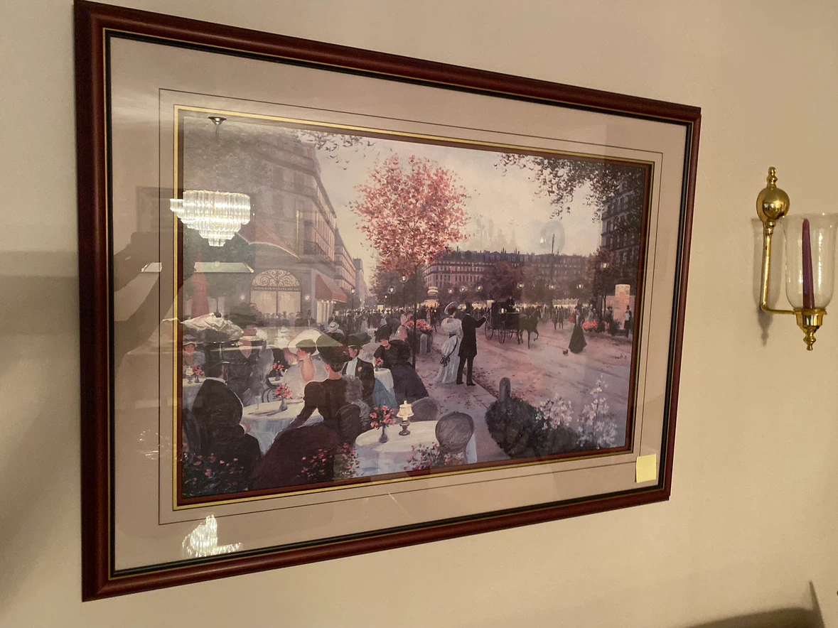 Mahogany wooden framed Parisian Street Scene Print - photo 3