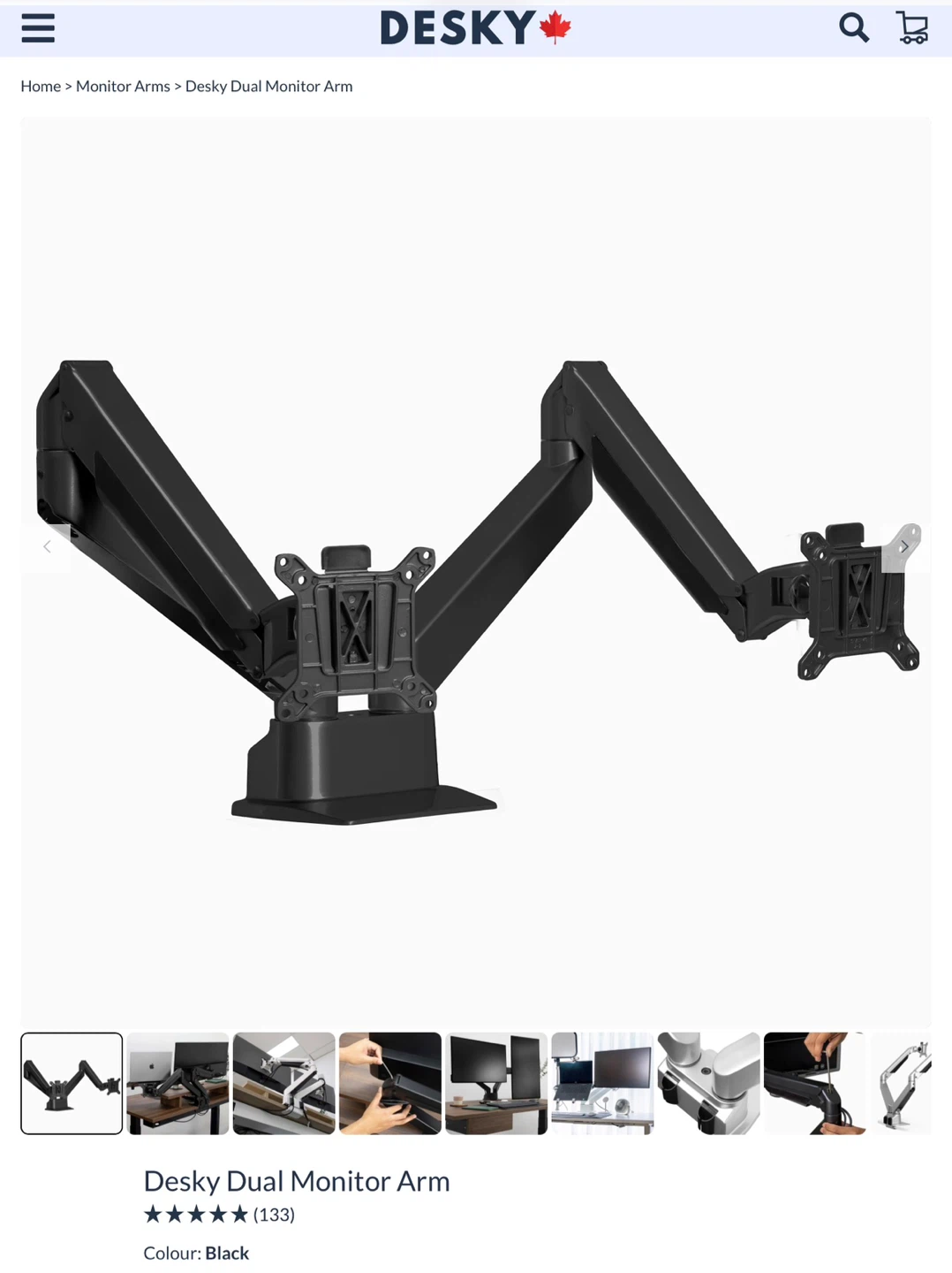 Desky Dual Monitor Arm - Black