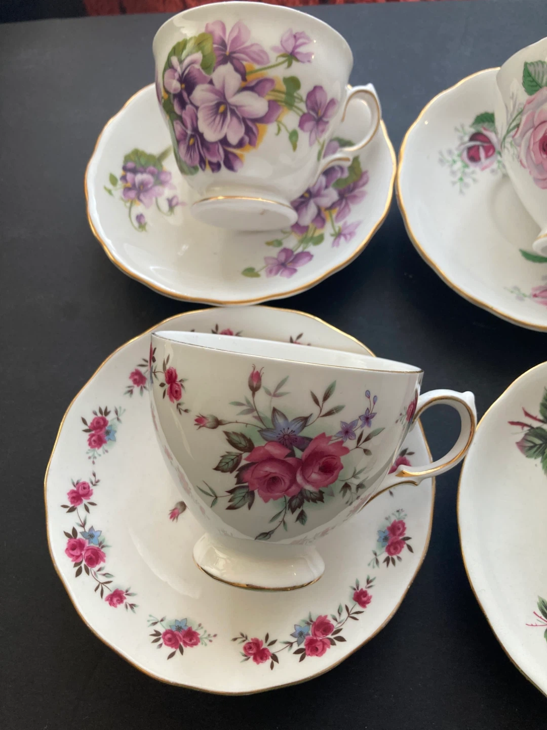 Set of 6 Vintage Floral Teacups and Saucers - photo 3