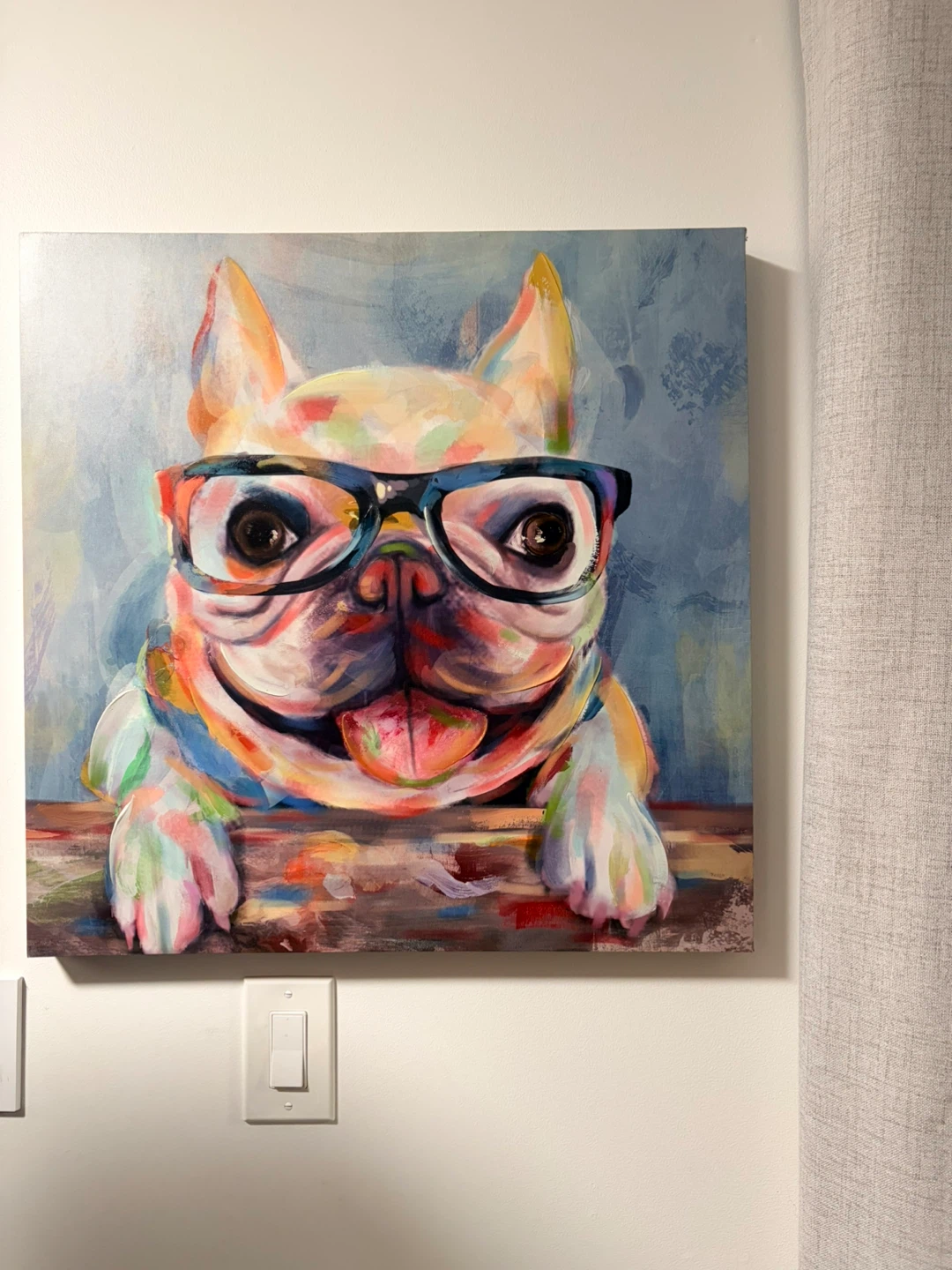 Canvas Wall Art Painting - French Bulldog with Glasses