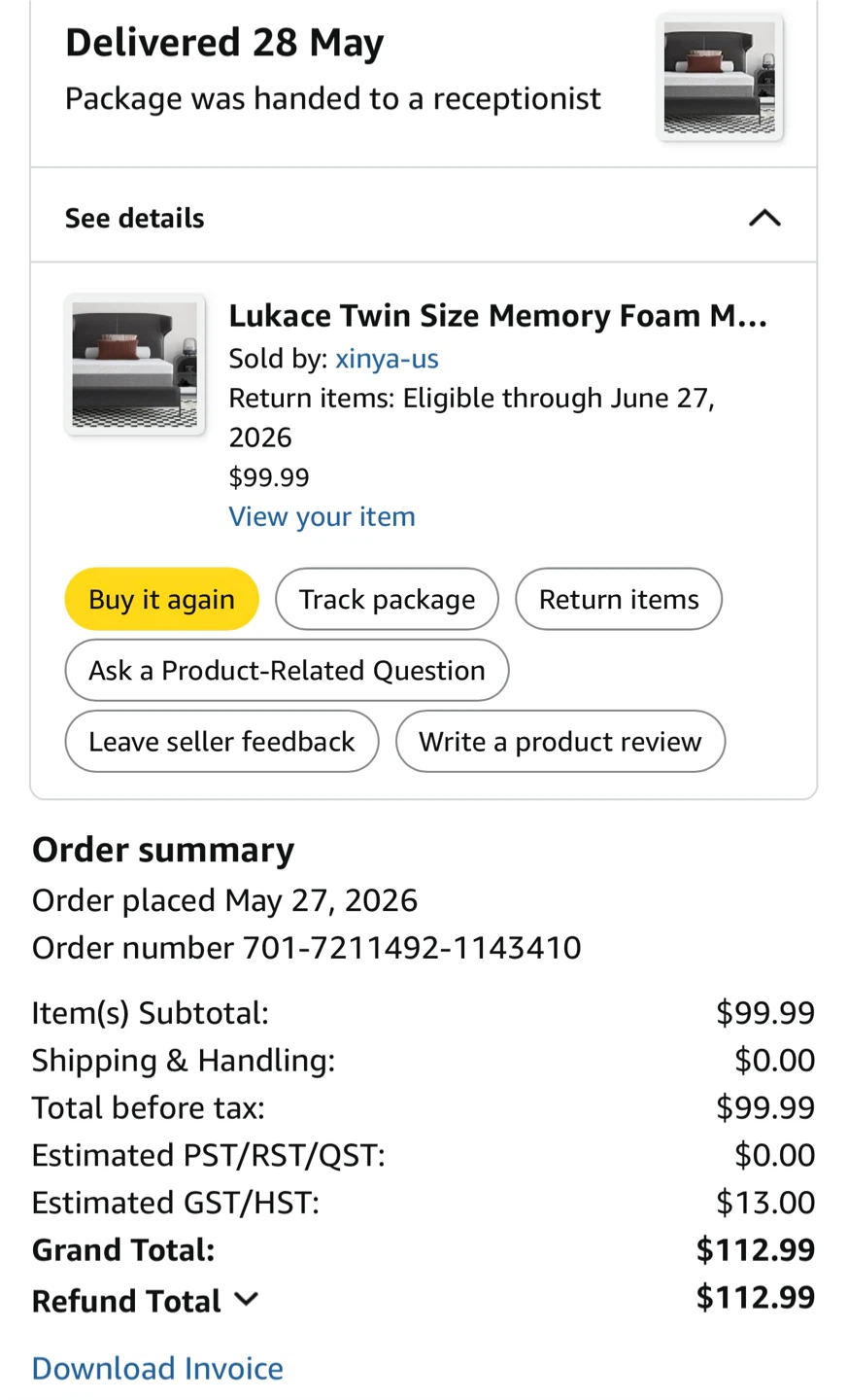 Almost BRAND NEW Lukace Twin Size Memory Foam Mattress - photo 4