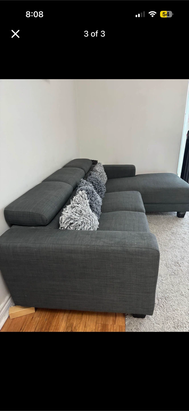 Dark Grey Sectional Sofa with Chaise