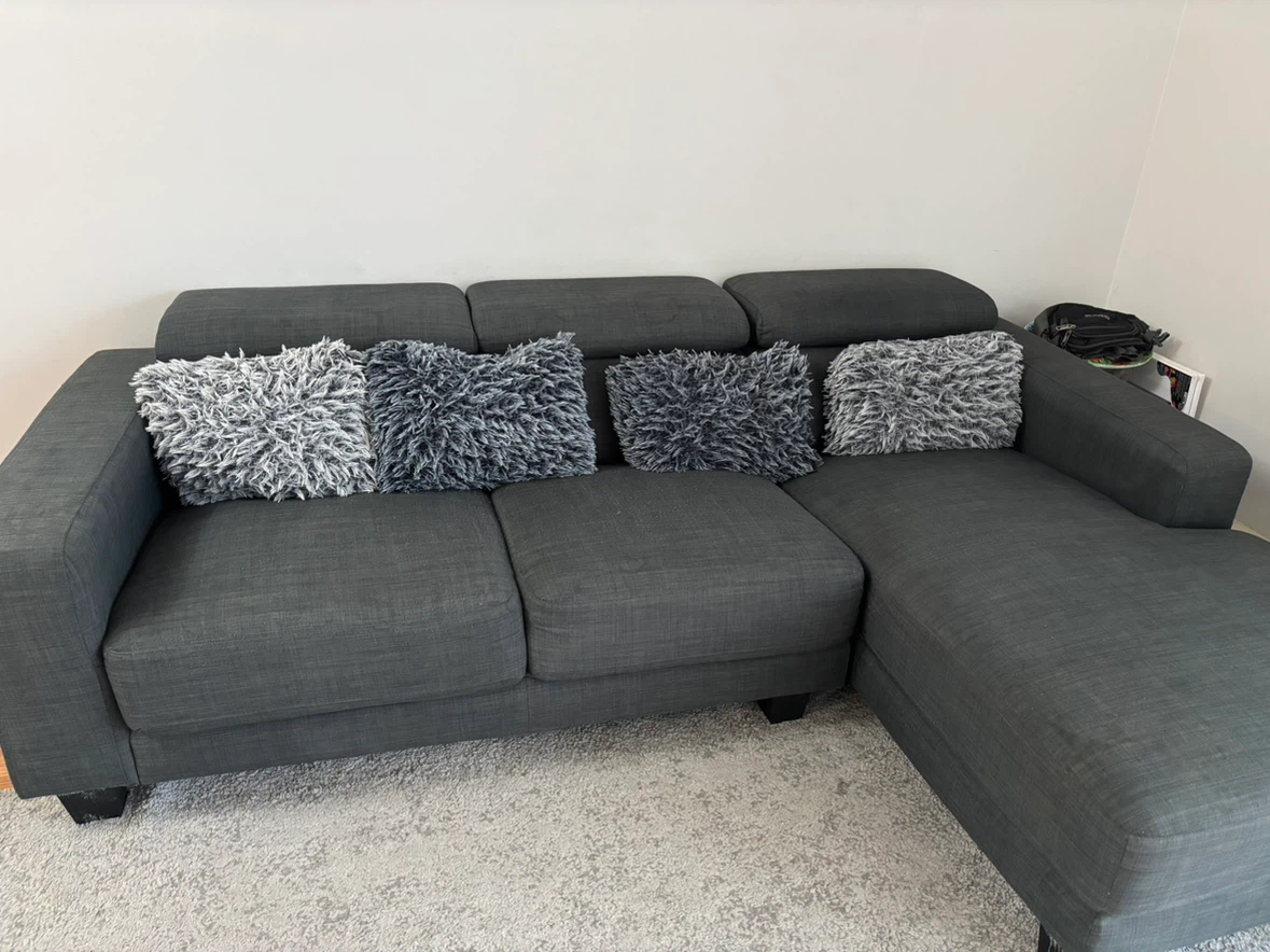 Dark Grey Sectional Sofa with Chaise - photo 3