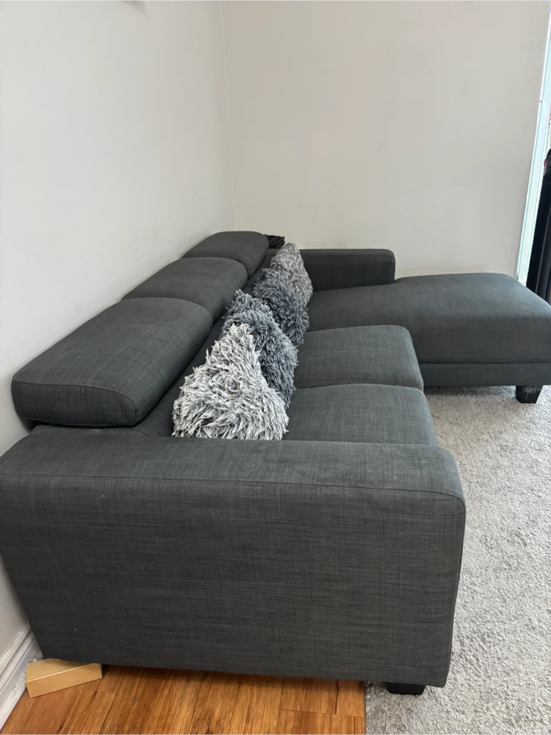 Dark Grey Sectional Sofa with Chaise - photo 4