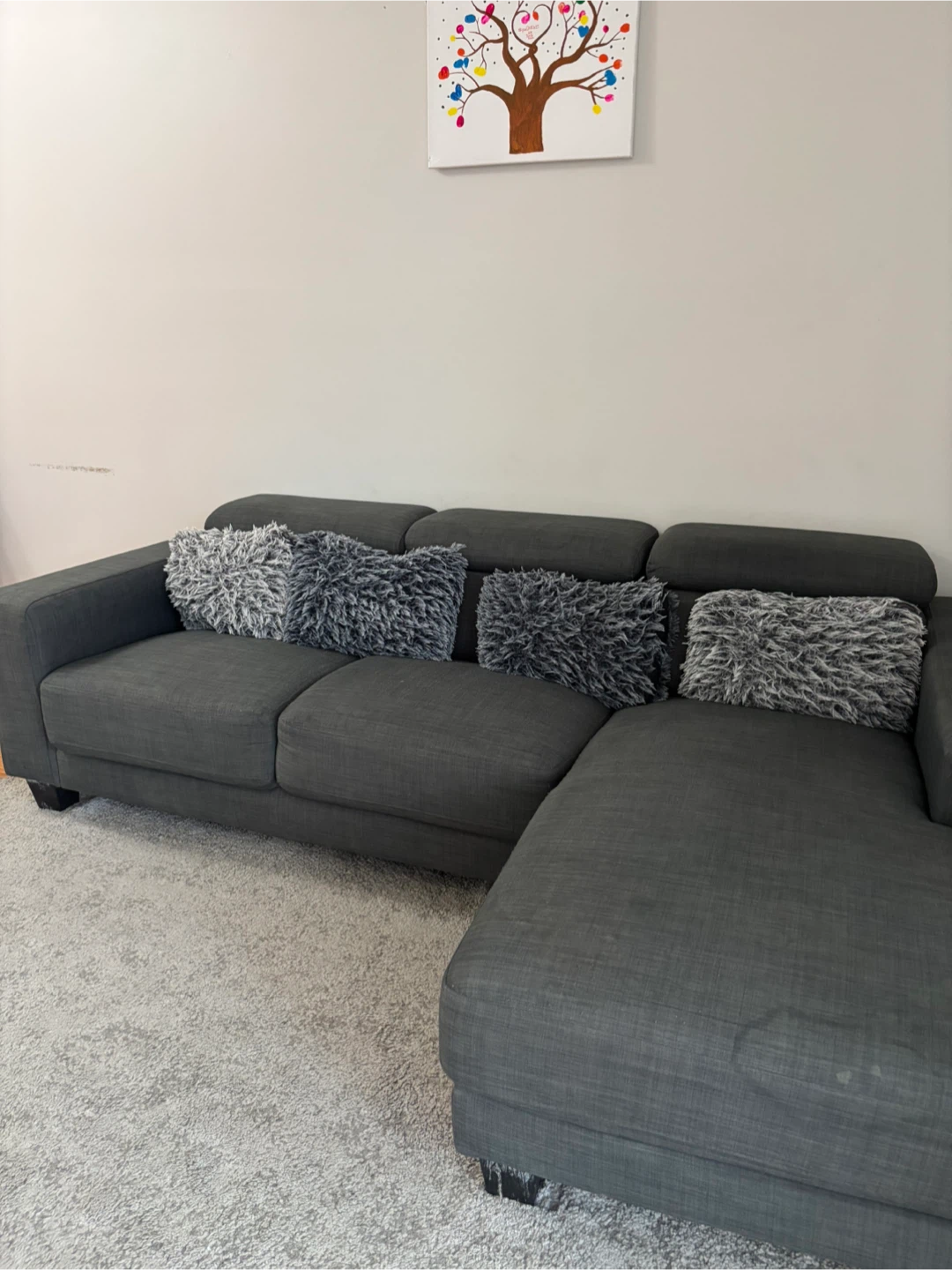Dark Grey Sectional Sofa with Chaise - photo 5