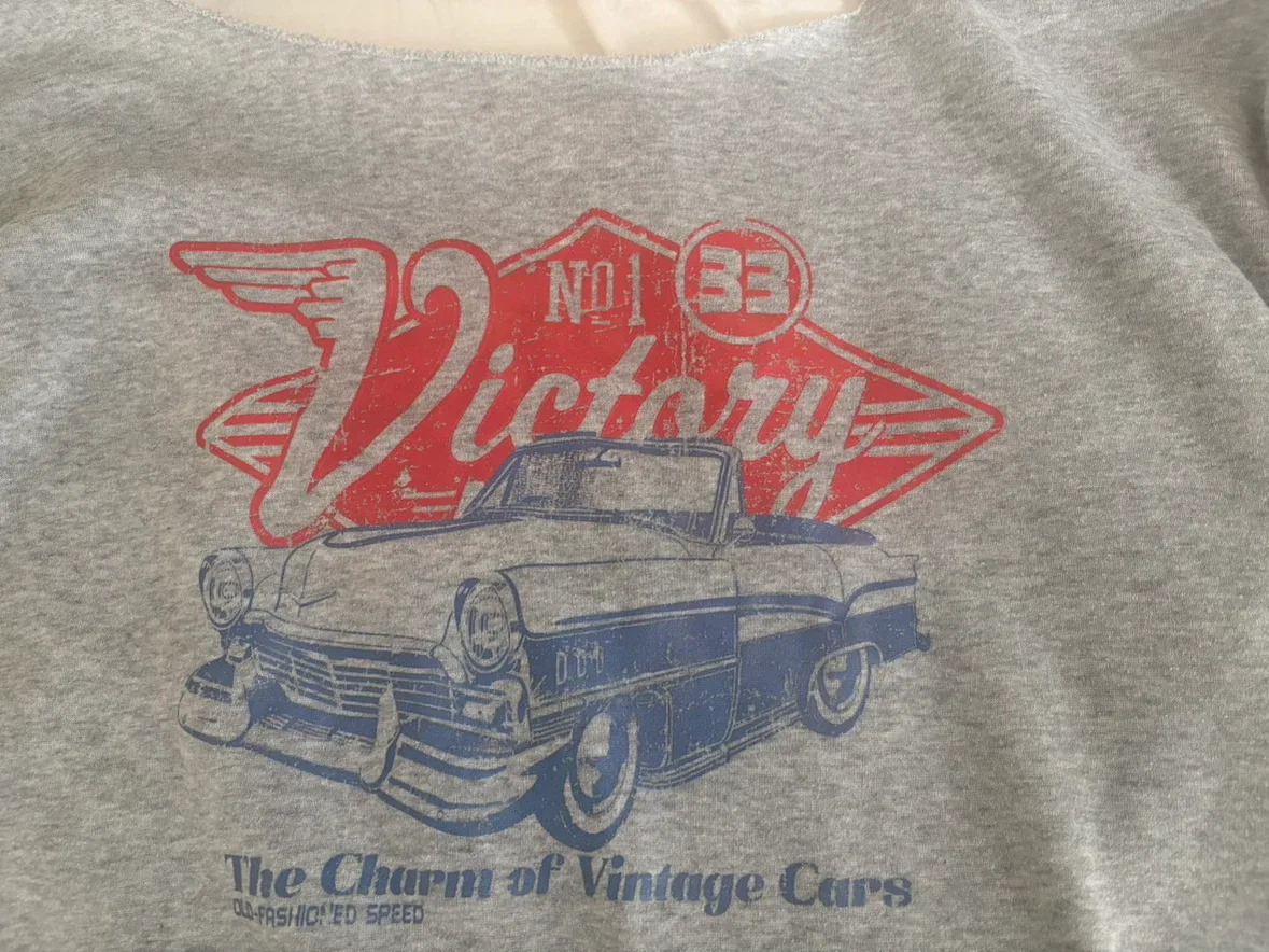 Grey Crewneck Sweatshirt with Vintage Car Graphic - photo 2