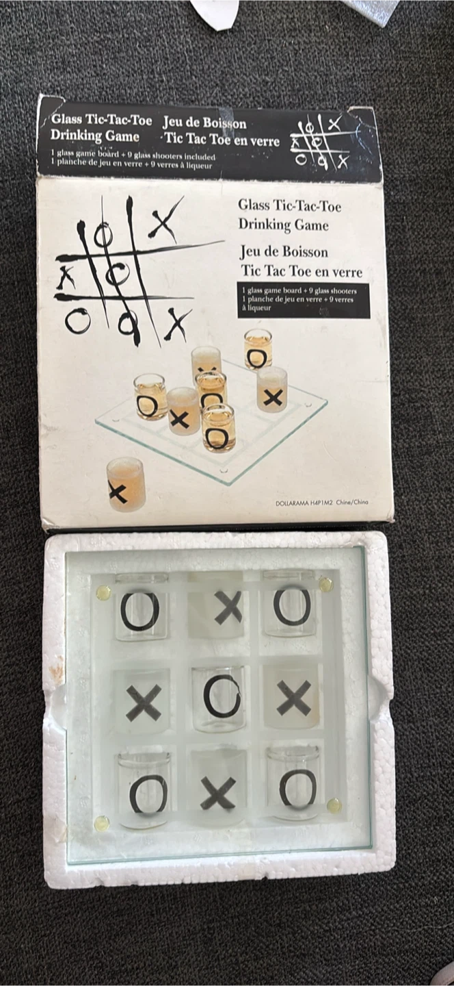 Glass Tic-Tac-Toe Drinking Game with 9 Shooters