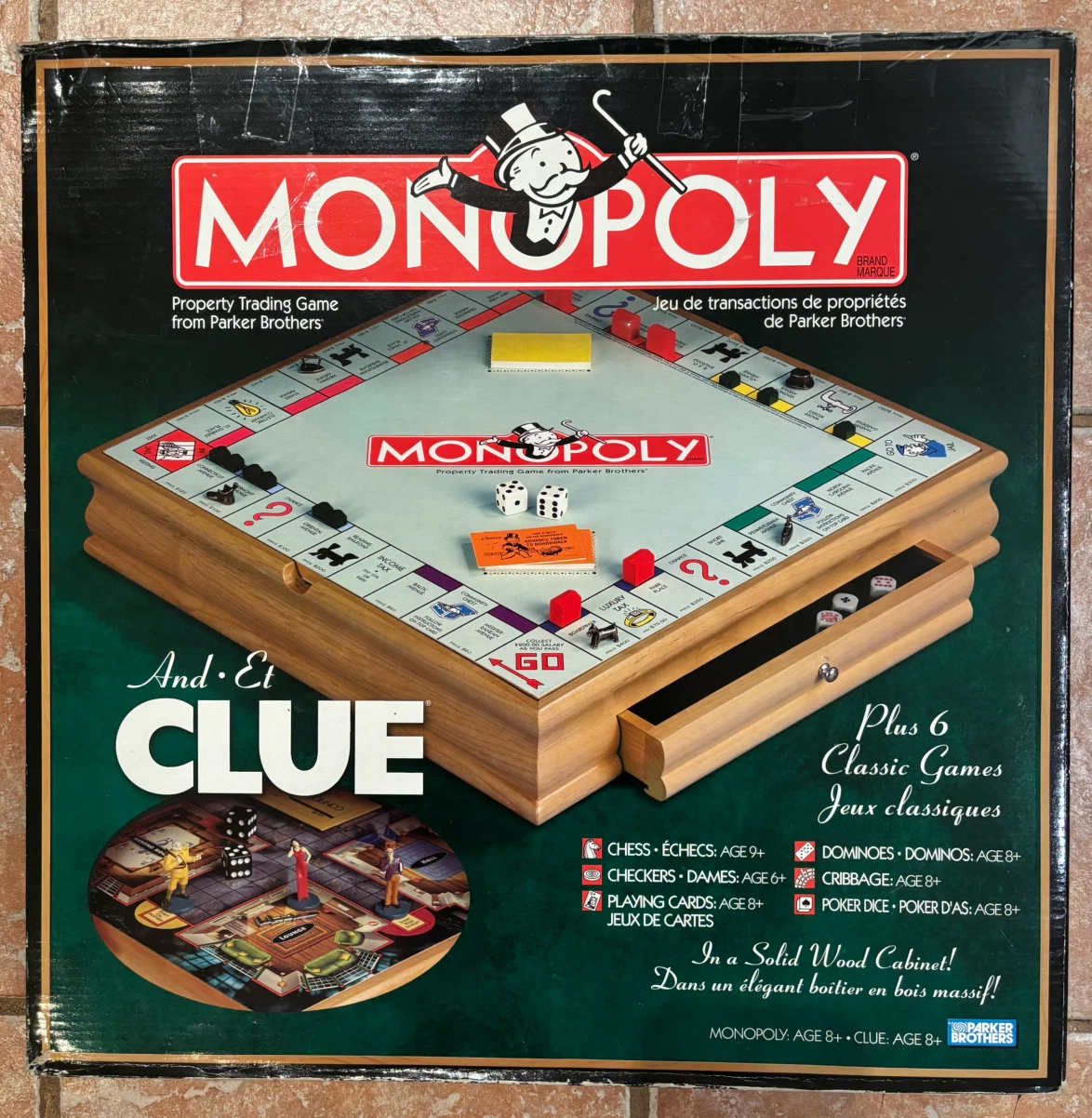 Monopoly and Clue Solid Wood Game Cabinet