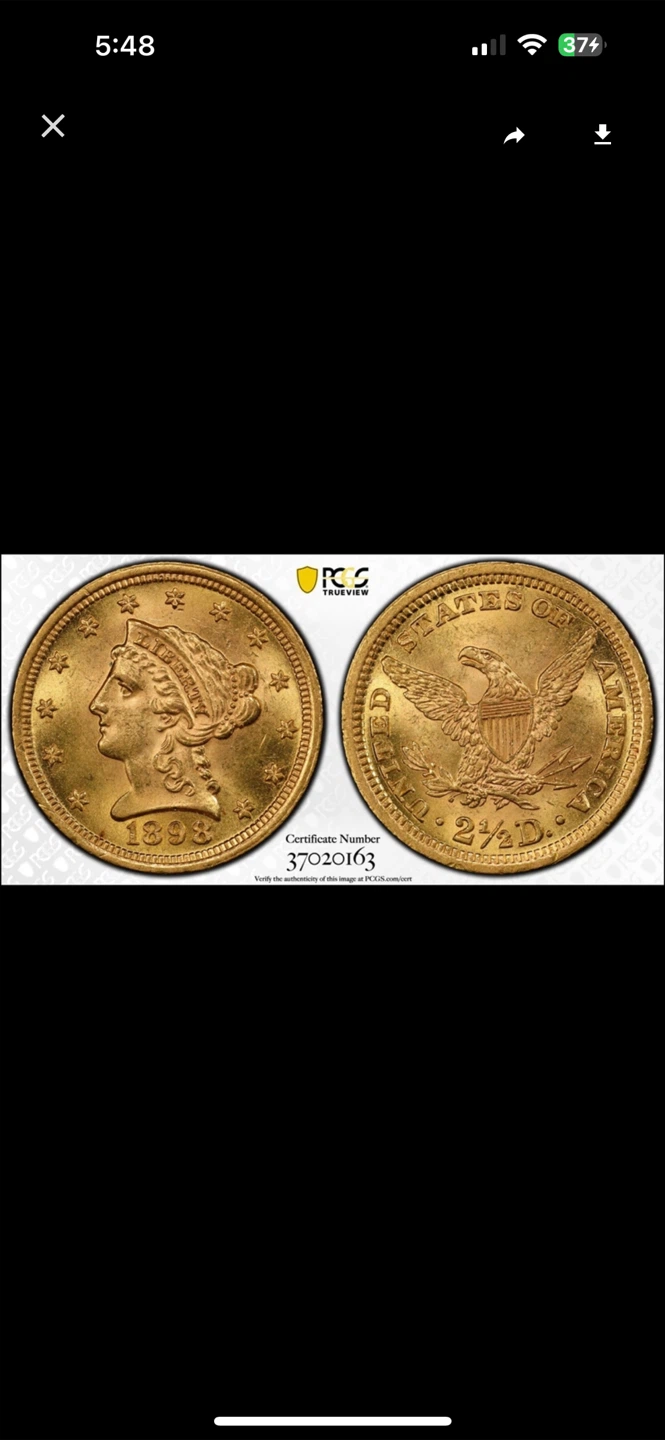 1898 PCGS MS64 $2.50 Gold Liberty Head Quarter Eagle Coin - photo 3
