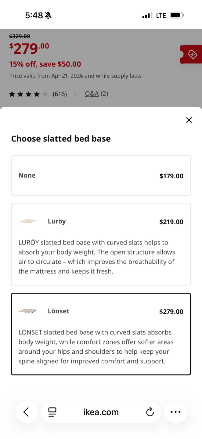 Full ikea bed frame